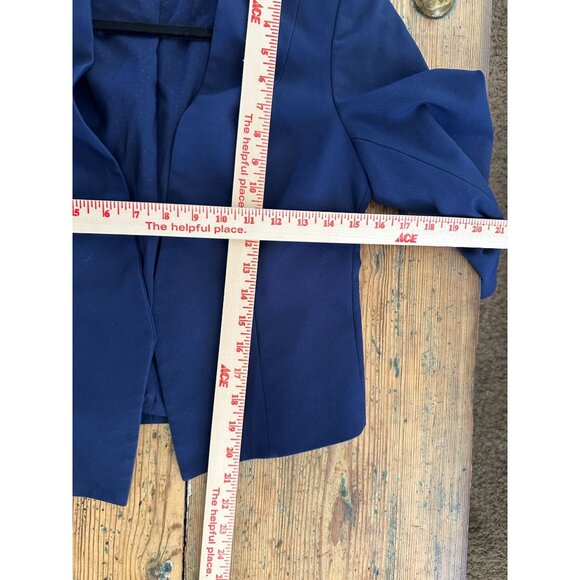 Express Womens‎ Blue Open Front Blazer Jacket 3/4 Sleeve Size 6 Polyester Blend - Picture 6 of 6